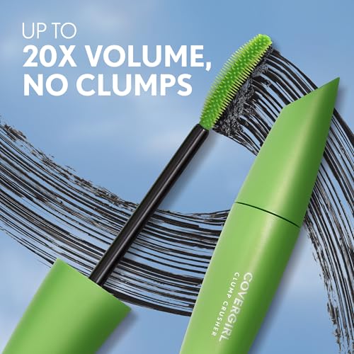 COVERGIRL Clump Crusher Mascara, 20X More Volume, Double Sided Brush, Long-Lasting Wear - 800 Very Black (Pack of 2)