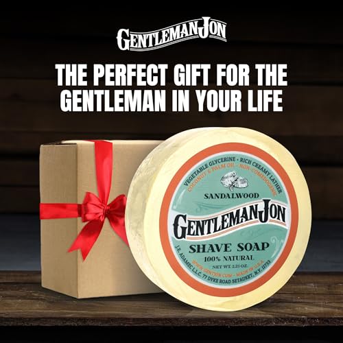 Gentleman Jon Luxe Shave Kit - Sandalwood Shaving Soap (2.25oz) & Alum Block in Plastic Case (3.7oz) - Ultimate Shaving Solution for Smooth, Soothing, and Razor Burn Relief