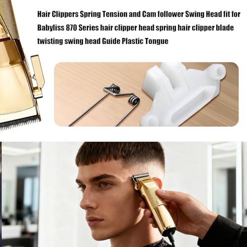 2 Sets Hair Clippers Spring Tension and Cam Follower Swing Head fit for Babyliss 870 Series Hair Clipper Head Spring (2 X Swinging Spring 2 X White Cam Follower)