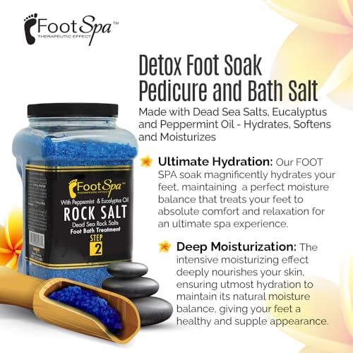 Detox Foot Soak Pedicure and Bath Salt, 128 Oz - Made with Dead Sea Salts, Eucalyptus and Peppermint Oil - Hydrates, Softens and Moisturizes