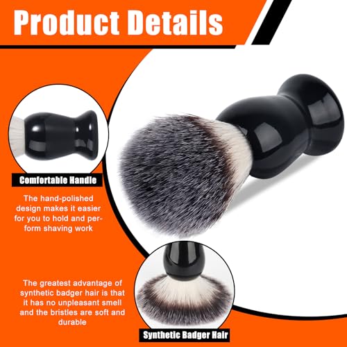 Shaving Brush, 3 In 1 Shaving Brush Set Includes Stainless Steel Shaving Stand and Bowl, Synthetic Badger Hair Shave Brush for Men's Shave Gift