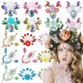 17Pcs Face Eyes Gems Tattoo Stickers 3D Flowers Rhinestone Crystal Pearl Mermaid Diamond Forehead Sticker Glitter Self Adhesive Eyeliner Makeup Decals for Women Girls Rave Festival Party