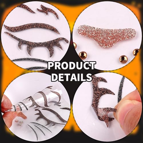Lion Face Tattoos Stickers Glitter Face Jewels Cute Animal Temporary Tattoo for Adult Kids Makeup Birthday Halloween Cosplay Party Decoration Supplies 2Pcs (11-lion)