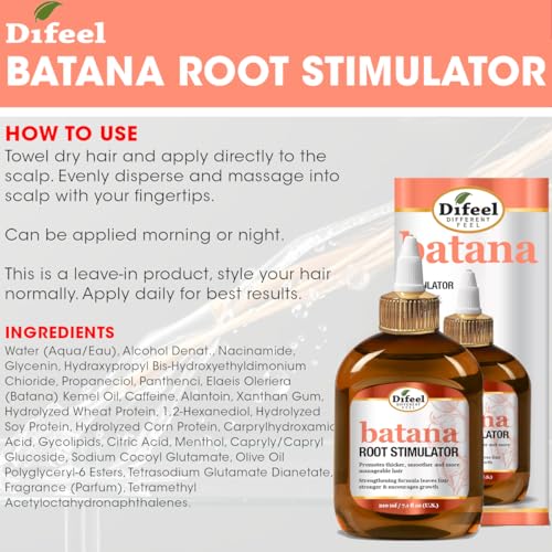 Difeel Batana Root Stimulator 7.1 oz. - Batana Oil Hair Treatment, Revitalize & Nourish Hair