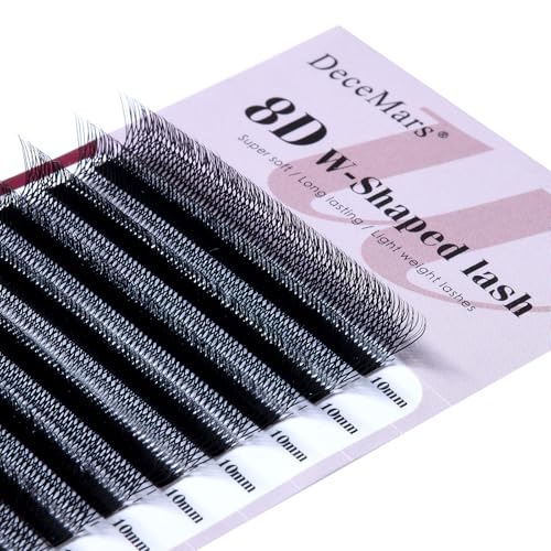 DeceMars 8D W Eyelash Extensions Easy Fans Russian Volume YY Lash Extension Fluffy Matte Black Clusters Lashes for Professional Salon Use (WW-8D-0.07-D,8-15mm Mix)