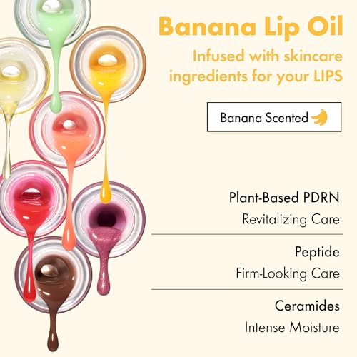 Amuse Seoul Banana Lip Oil (02 Banana) ? Skincare-Infused Hydrating Vegan Lip Oil, Lightweight Non-Sticky Glossy Finish, with Peptide & Rice-Based PDRN