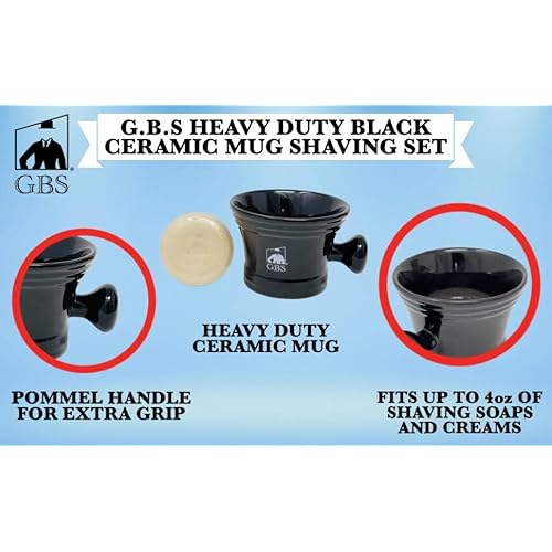 G.B.S Shaving Brush with All Natural Shave Soap, Shave Brush Stand and Ceramic Shaving Mug Kit