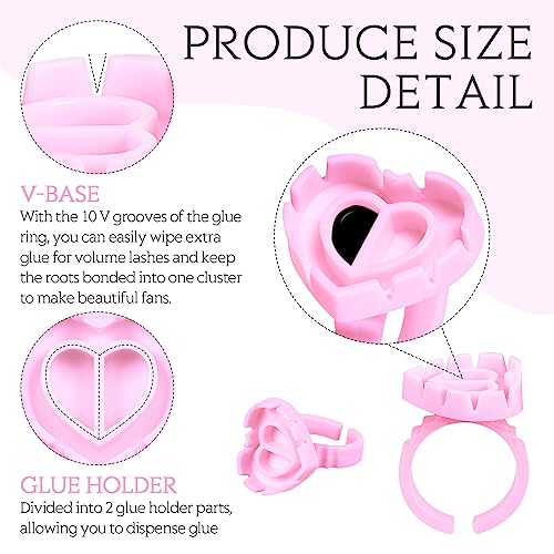Glue Rings for Eyelash Extensions Lash Disposable Lash Glue Rings for Beauty Salons Holder Fanning Cups Eyelash Extension Supplies(1000 Pcs,Heart Style)