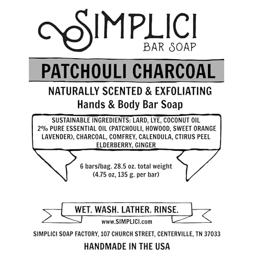 SIMPLICI Patchouli Charcoal Soap Value Bag (6 Bars)