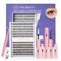 DIY Lash Clusters Kit, 240PCS 30D+40D Mixed Lengths 10?16mm, Natural Wispy Fluffy Look, 2-in-1 Bond&Seal+Precision Tweezer, Lashes Extension Kit (0.07D, 10-16mm, Individual Lashes Kit)