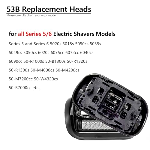 Series 5 Series 6 53B Shaver Replacement Head for New Gens S5 S6 Razors, 53B Wet and Dry Replacement Foil and Cutter for Braun Electric Shaver S5 S6 5409 5762