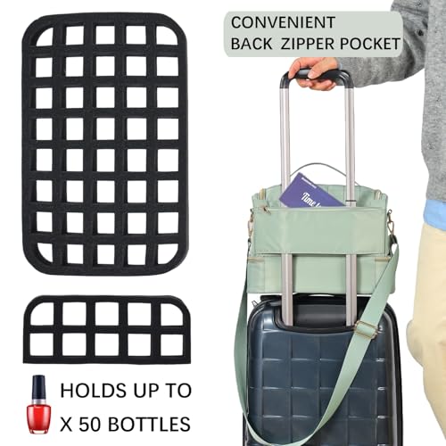 Nail Polish Organizer Case,Nail Polish Holder Holds 1 Nail Lamp & 50 Bottles,Travel Nail Tech Case,Waterproof Nail Kit Organizer Bag Fits Nail Supplies & Manicure Tools (Green)
