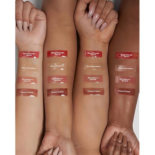 4 Pack Lip Gloss Set of Lip Gels, Tinted Lip Balm to Deepen & Enhance Moisturizing Jelly Lip Gloss - Everyday Lip Makeup - Multi-Purpose Lip Oil with Lip-specific Peptides