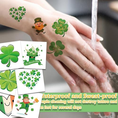 180Pcs St-Patrick's Day Temporary Shamrock-Tattoos - 60Styles Face Tattoos Lucky Irish Saint Pattys Art Makeup Party Birthday Decorations Favors Supplies Traditional Holiday Festival Gift Idea