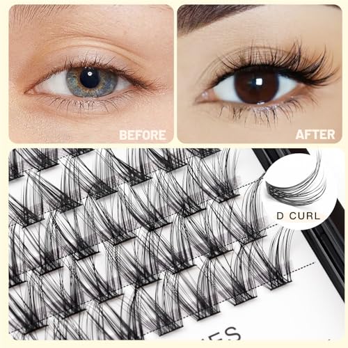 ¡æVAYATOR 4 Styles Wide Cluster D Curl 8-20mm Professional Makeup Individual Cluster Eyelashes Grafting Fake False Eyelashes Eyelash Extension Individual Eyelash (D#18mm)