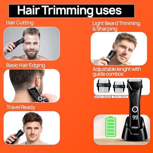TEGH Men¡¯s Beard & Hair Grooming Trimmer ? Cordless Electric Beard & Hair Trimmer for Men, Rechargeable Waterproof Design with Adjustable Guards