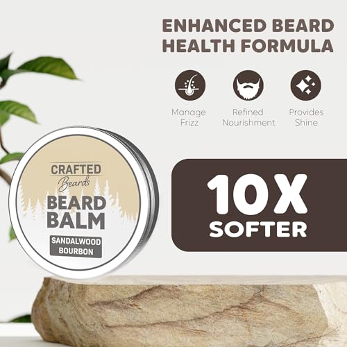 Beard Balm - Sandalwood Bourbon - 2oz Tin - Beard Wax - Light Hold - (SB)