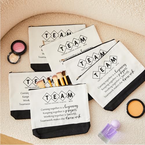 Cunno 8 Pcs Team Appreciation Tote Bag Women Employee Gift Team Together Canvas Makeup Bags for Worker Staff Coworker Nurse Teacher