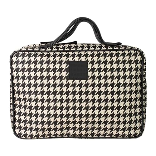 Houndstooth Hanging Travel Bag, Toiletry Bag, Makeup Bag for Women, Portable Water-resistant Small Travel Bag for Toiletries & Cosmetic Essentials