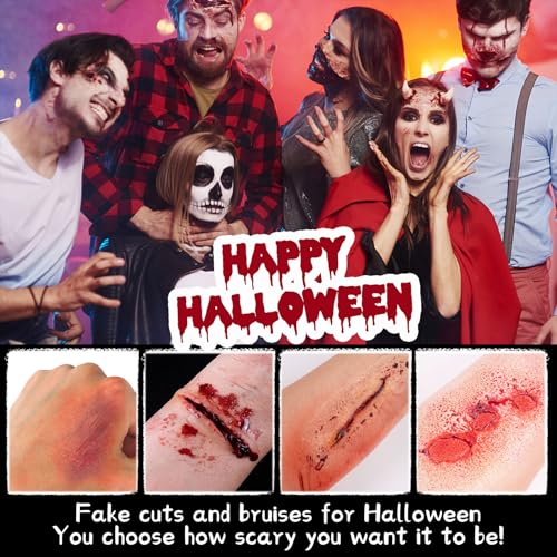 CHASPA Halloween Liquid Latex Special Effects SFX Makeup Kit - Scar Wax + 2 Btl Liquid Latex + 2 Btl Fake Blood + Spatula Tool + 2Pcs Stipple Sponge + 4Pcs Makeup Sponges + Cotton Swabs