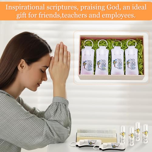 36 Pcs/18 Set Christian Gift for Women Christian Lip Balms and Lip Holder Keychain Bulk Faith Scripture Bible Verse Gift Religious Church Party Favor for Mom Staff Employee(Everyday)