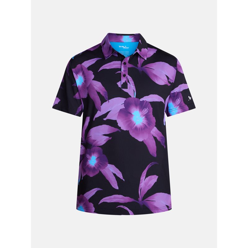 Men's Polo Shirt with UPF 50+ Sun Protection and Floral Print
