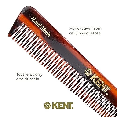 Kent 4T 6 Inch Double Tooth Comb - Fine and Wide Tooth Dressing, Grooming Comb for Hair, Beard, Mustache. Coarse and Fine Styling for Men, Women and Kids. Made in England