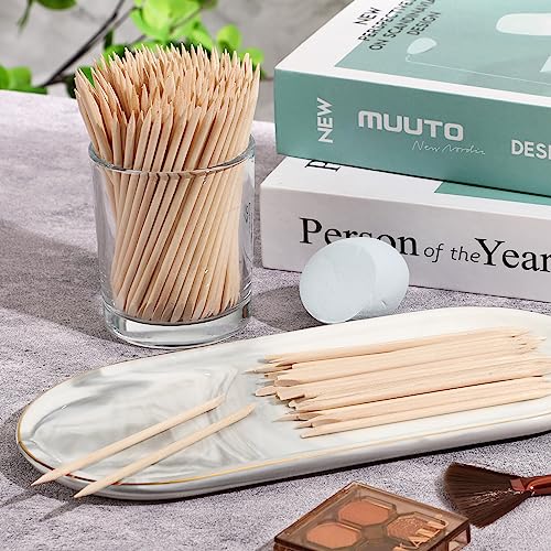 JANYUN Hair Removal 200 Pcs Eyebrow Wax Sticks, Wooden Waxing Spatulas for Small Detailed Areas, Orange Wood Nail Sticks