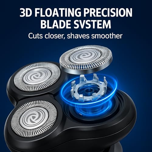 Electric Razor for Men, Rechargeable Rotary Electric Shaver with 3D Floating Heads, Ideal for Travel, Office, and Business Trips (Gray)
