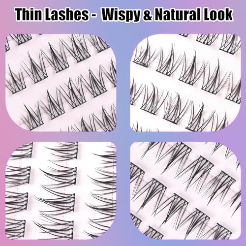 DAODER Self Adhesive Eyelashes No Glue Need, Wispy Self Adhesive Lash Clusters Natural Look, 10-12MM Short Pre Glued Eyelash Clusters C Curl Reusable Stick On Eyelashes(Sunflower 10-12MM)