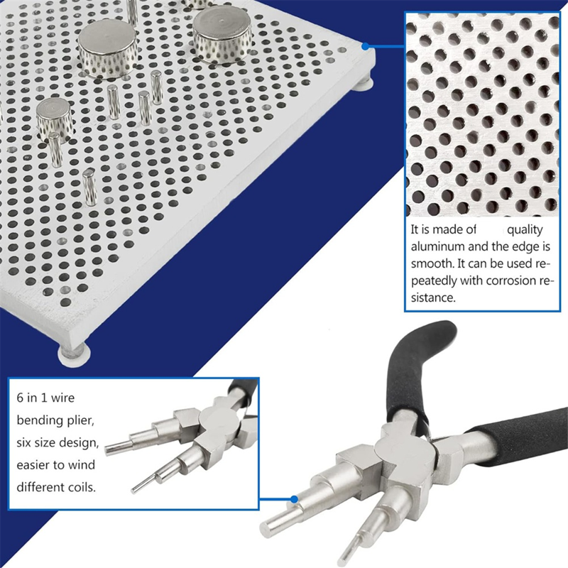 Jewelry Beading & Wire Bending Jig Kit with 6-in-1 Pliers and Metal Pegs