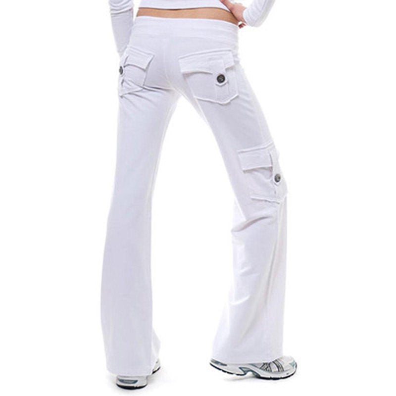 Women’s Autumn Workout Leggings with Stretch Waist Button Pockets - Yoga & Gym Pants