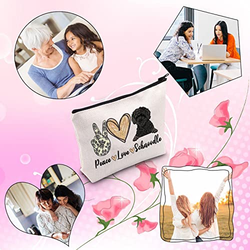 TSOTMO Schnoodle Mama Gift Peace Love Schnoodle Cute Puppy Themed Makeup Bag for Dog Lover (PLSchnoodle)