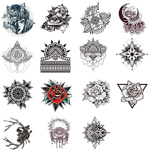 40 Pieces Black Henna Temporary Tattoo Stickers for Women Girls - Lace Indian Mehndi Body Tattoo Sticker for Adults for Arm Leg Hand