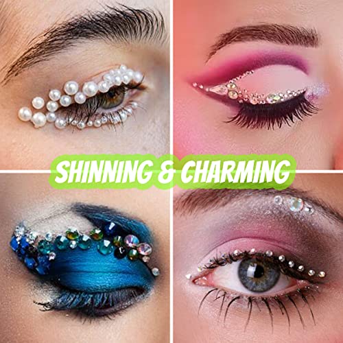 Bowitzki Face Jewels Rhinestones For Makeup,Face Gems Stick On Eye Rhinestone Sticker, Tears Rainbow Star Diamond Crystals For Women Festival Accessory Nail Art Decoration (Heart)