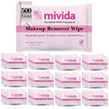 mivida 500 Count Bulk Individually Wrapped Makeup Remover Wipes with Vitamin E | Hypoallergenic, Fragrance-Free, Alcohol-Free makeup wipes | Bulk single make up removing wipes