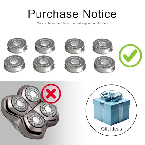 8 Pack Shaver Head Replacement Blade Compatible with Skull Shaver Pitbull Gold PRO, Pitbull Platinum PRO, Pitbull Silver PRO, Diamond PRO Shaver, Head Shavers for Bald Men