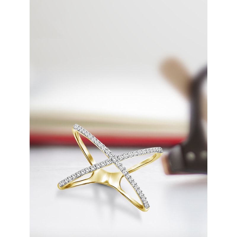 White Diamond Engagement Ring 1/7 Carat 14K Gold over Silver Hypoallergenic Band