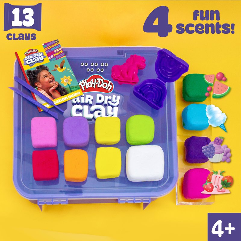 Play-Doh Air Dry Clay Set with Scented & Unscented Colors, 13-piece Creativity Kit