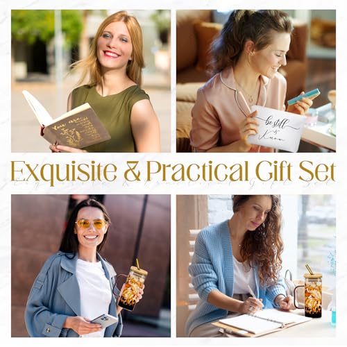 Skylety 6 Pcs Christian Gifts Set for Women Friend Sister Mom Prayer Journal with Pens Cup Bag Bible Study Supplies for Birthday Easter Mother's Day Church Office Gifts(Brown)
