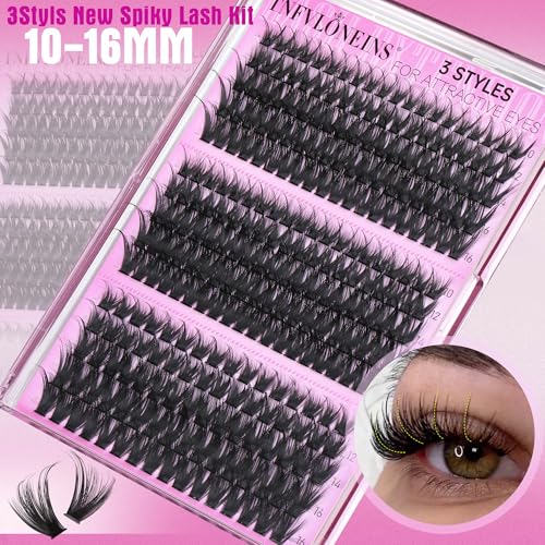 TNFVLONEINS Lash Clusters Kit Wispy Lash Extension Kit Spiky Eyelash Extension Kit Eyelash Clusters DIY Individual Lashes Kit Soft Cluster Eyelash Extensions(Wispy Spikes Kit)