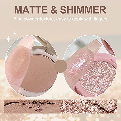 Erinde 4 Colors Eyeshadow Palette, Matte Shimmer Quartet, High Pigmented, Long Lasting, Ultra-Blendable, Rich Colors with Velvety Texture Eye Makeup Palette with Mirror, Great for Travel M03#