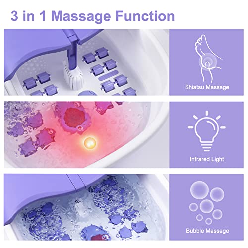 Collapsible Foot Spa Bath Massager with Heat Bubbles and Vibration Massage and Jets, 16OZ Tea Tree Oil Foot Soak Epsom Salt, WHALSTAR Foot Bath Bucket With Red Light & Remote