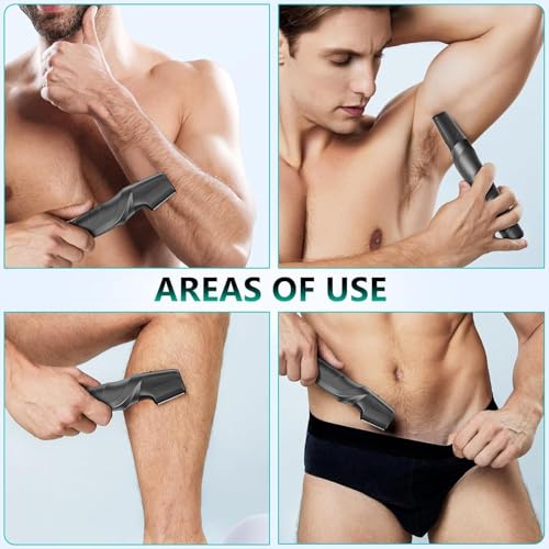 Body Hair Trimmer for Men - Manscape Beard Trimmer for Men, Christmas Gift V-Shaped Trimming Head 2 Comb Attachments Mens Groin & Pubic Hair Trimmer IPX5 Waterproof Wet/Dry Mens Electric Razor (Gray)