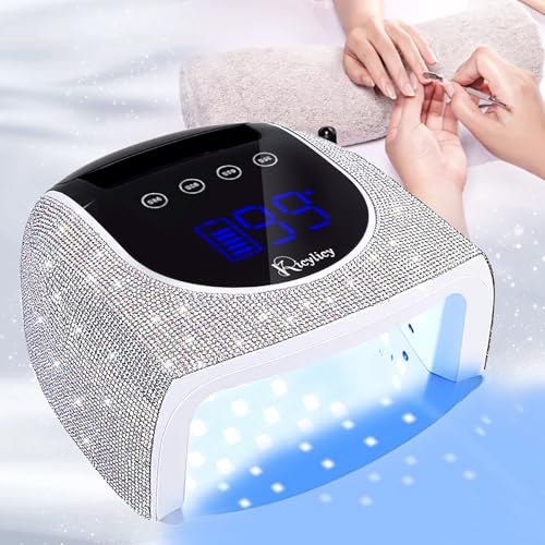UV LED Nail Lamp,96W Rechargeable Cordless Nail Lamp Gel Polish UV Nail Lamp,Diamond Professional Curing Lamp with 4 Timer Setting,Handle,Big Display Auto Sensor for Salon & Home