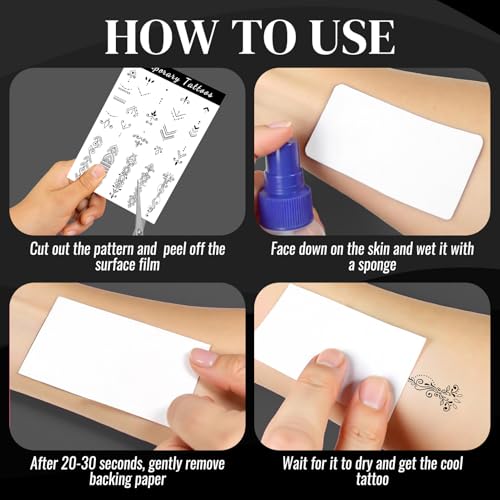 Cerlaza 62 Styles Temporary Tattoos Adult, Henna Hand Finger Fake Tattoos Semi Permanent Tattoo for Women Men, Realistic Long Lasting Small Hannah Tatoo Temporary Kits Stickers Body Art for Neck