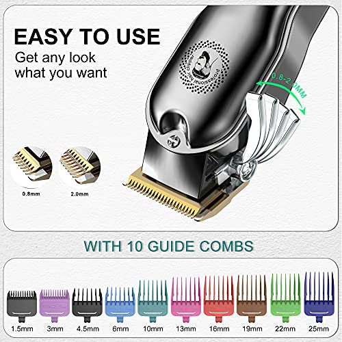 Hatteker Hair Clipper Cordless Barber Clipper T-Blade Beard & Nose Trimmer Grooming Kit Professional IPX7 Waterproof
