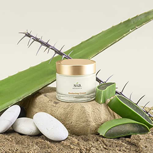 Sia Botanics Restoring Face Cream (65g/2.3oz Glass Jar) | Facial Moisturizer w/Aloe Vera, Jojoba, Avocado | Natural, Clean, Botanical Skincare for Women