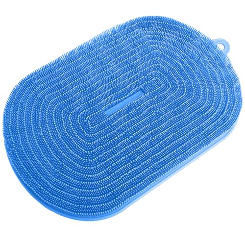 Silicone Shower Foot and Back Scrubber Mat - 21.3" Foot Massager ,Strong Suction Cups Non-Slip, Hands-Free Dead Skin Remover & Exfoliator for Elderly & Pregnant Women, No Bending Required (Blue)