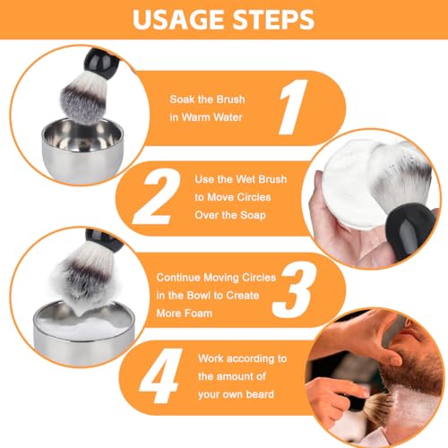 Stainless Steel Shaving Stand & Bowl Set Adjustable Safety Razor Holder Men's Bathroom Grooming Organizer
